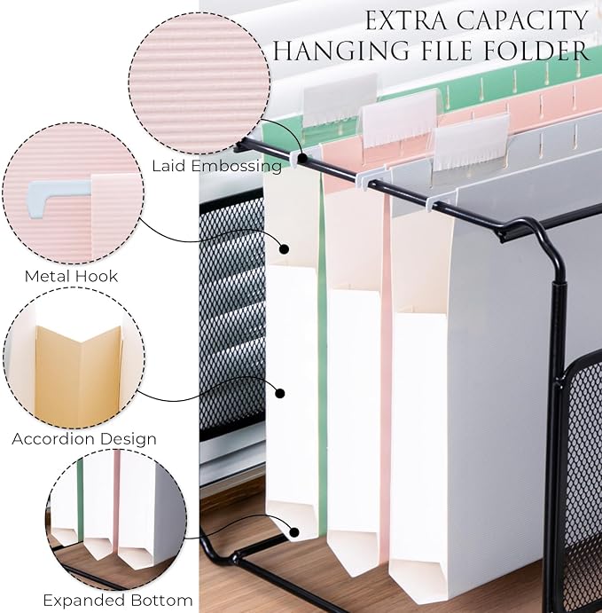 Y YOMA Legal Size - 6 Pack Extra Capacity Hanging File Folders Accordion Decorative Reinforced File Folder Cute Colored Expandable Folder for Office Home with 1/5-Cut Adjustable Tabs, Pastel Color - Image 3