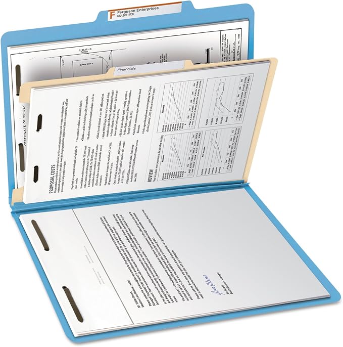 Smead Classification File Folder, 2" Expansion, 2/5-Cut Tab, Letter Size, 10 per Box (1 Divider, Blue) - Image 5
