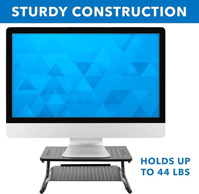 Mount-It! 2 Tier Desk Organizer Riser | Computer Monitor Stand with Keyboard Storage Shelf for Desktops, Laptops, Printers, Home Office Space Saver (2 Shelves) - Image 6