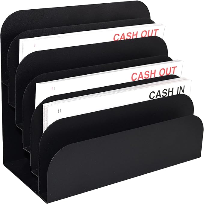 BankSupplies STEELMASTER 6 Slot File and Desk Organizer Paper Organizer Black Powder Coat Finish by BankSupplies