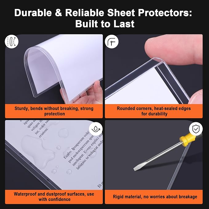 Ndsox 15 Pack 8.5" x 11" Rigid Print Protectors Clear Hard Plastic Sheet Protectors Top Loading for Birth Certificates, Documents, Posters, Photos, Meuns, Heavy Duty No-Hole Plastic Document Sleeves - Image 4