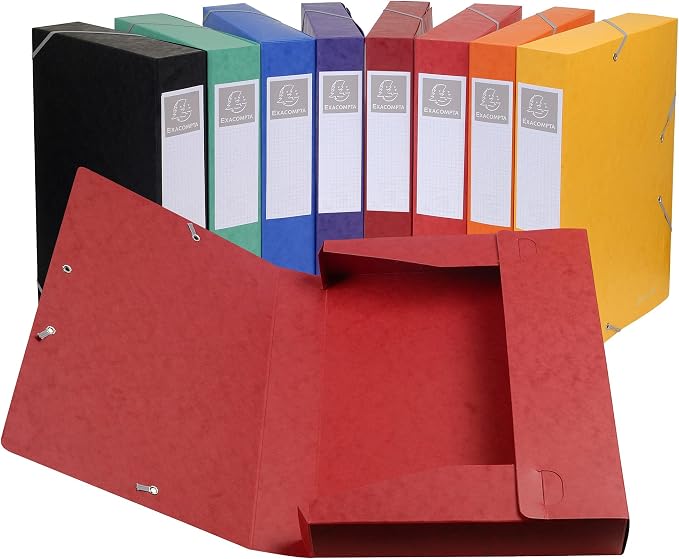 Exacompta - Ref 50601E - Pressboard Filing Box - 250 x 330mm in Size, Suitable for Holding A4 Documents, 6cm Spine, 600gsm Genuine Pressboard, Spine Label - Black - Image 2