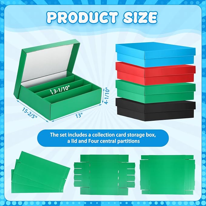 Seajan 16 Pcs 3200 Count Trading Card Storage Box Moisture Sports Card Boxes Bulk for Gaming Cardboard Sorting Collecting - Image 2