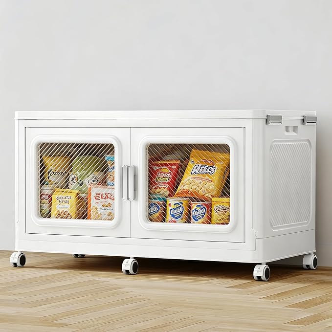 BROVIEW 220 Qt Extra Large Stackable Storage Bin with Lid, 1 Pack White | 55Gal Extra Large, Collapsible Storage Boxes with 1 Lid, Folding & Rolling Plastic Drawer, Heavy-Duty Cabinet Organization by BROVIEW-EnjoytheArtofLife