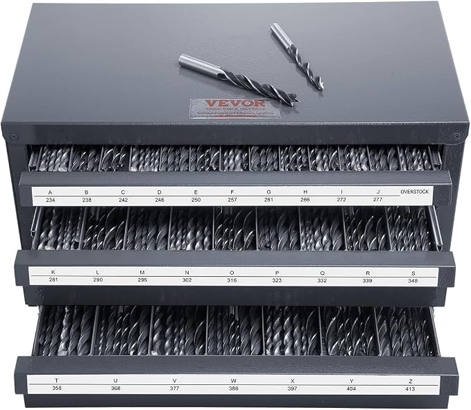 VEVOR Drill Bit Dispenser Cabinet, Three-Drawer Drill Bit Dispenser, Drill Bit Organizer Cabinet Cold Rolled Steel, 27-Compartment Drill Dispenser Organizer Cabinet Holder for Letter Sizes A to Z - Image 10