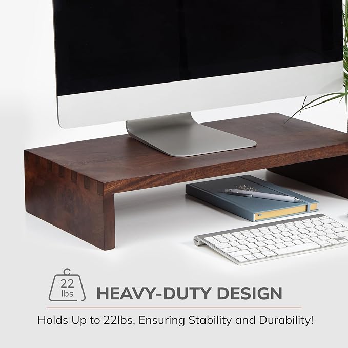 Anji Mountain Wooden Monitor Stand - Elegant Monitor Riser, Perfect Monitor Stand for Desk Organization, Durable Wood Construction monitor stands, Enhances Ergonomics and Workspace Efficiency,Walnut - Image 8