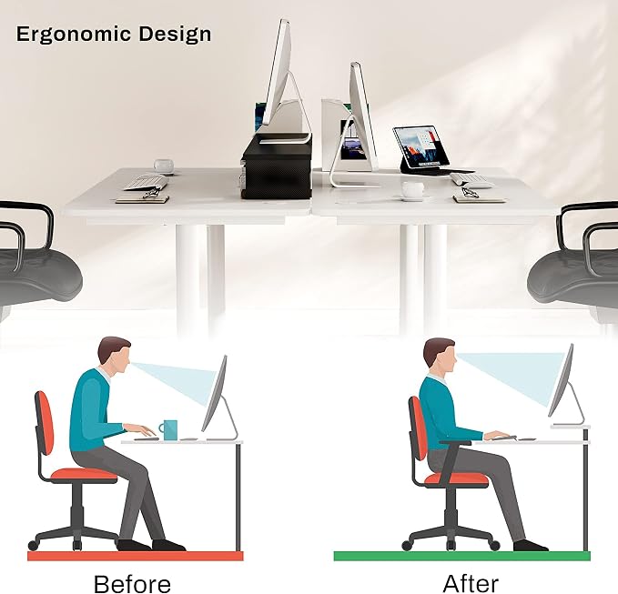 EUREKA ERGONOMIC Dual Monitor Stand Adjustable Carbon Fiber | dual monitor riser with carbon fiber surface and desktop organizer design, ideal for PC, computer, and laptop setups - Image 4