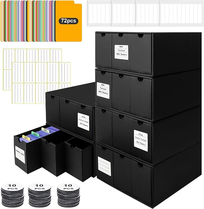 Trading Card Storage Box, 10800+ Card Organizer with 18 Inner Boxes & 72 Card Dividers, Fits Sleeved Cards & Toploaders for MTG, TCG, YGO, PTCG, Sports Cards, with Labels & Tapes by QLOUNI