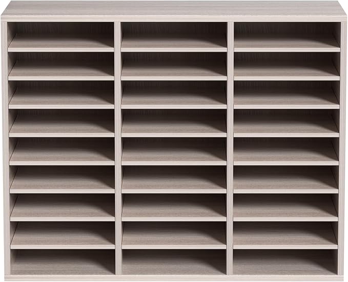 VEVOR 27 Compartments Wood Literature Organizer, Adjustable Shelves, Medium Density Fiberboard Mail Center, Office Home School Storage for Files, Documents, Papers, Magazines, Grey - Image 10