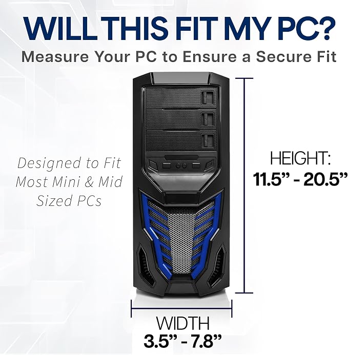 VIVO Black Under Desk and Wall Office PC Mount, MOUNT-PC01 | 3.5 to 7.8 inch Wide Adjustable Computer Mount, CPU Case Machine Holder Stand, Swivel and Secure Locking, Holds 22 lbs - Image 3