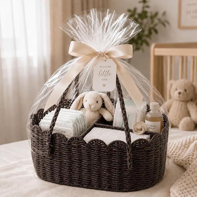 Diaper Caddy Organizer, Paper Rope Storage Baskets Nursery Bin with Removable Divider, Portable Car Organizer for Diapers, Baby Shower Gifts, Newborn Essentials Must Haves (Dark Brown) - Image 7