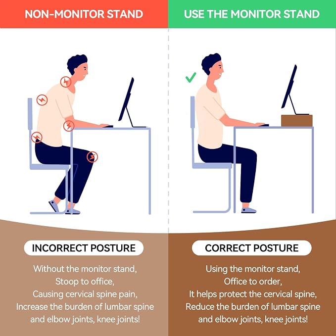 KIRIGEN Wood Monitor Stand Riser for Desk, 23.23 Inch, Brown 59-DBR | Desktop Workspace Platforms Stand Fully Assembled for Monitors, Laptops, Small TVs, or Printers for Home Office - Image 4