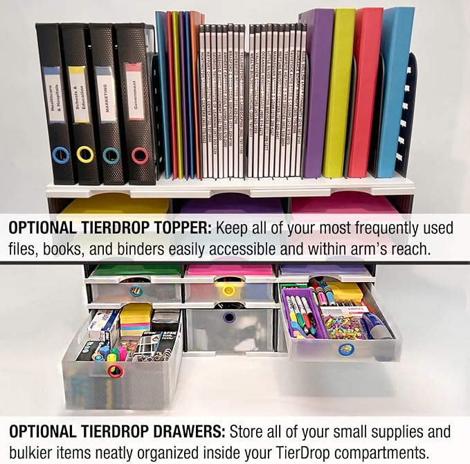 Ultimate Office TierDrop 6-Compartment High Capacity Classroom Sorter | Extra-high slots fit bulky packages and supplies; add-on tiers expand capacity; no-tool assembly; gray w/ black - Image 6