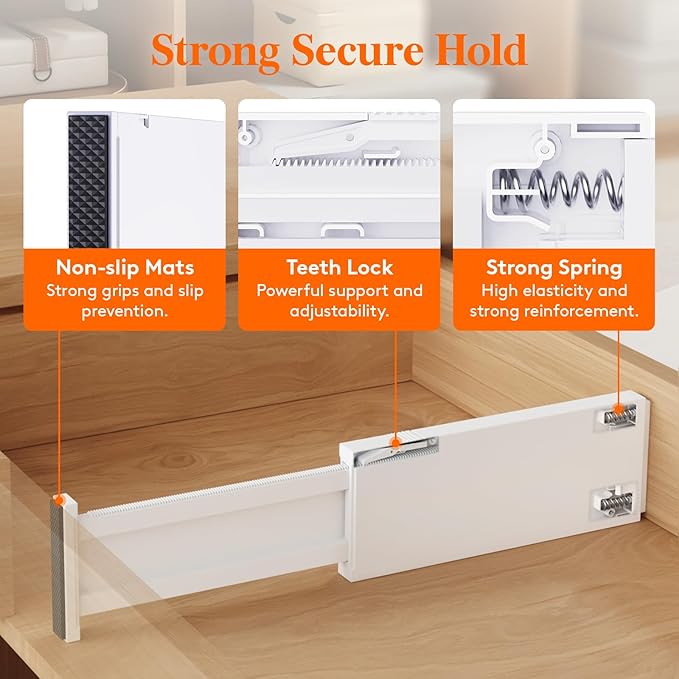 Lifewit 4" High Upgrade Drawer Divider, Adjustable Drawer Organizer Clothes | 13.5"-22" Expandable Plastic Drawer Separator for Dresser, Kitchen, Closet, Nursery, Office Organization & Storage, 8 Pack - Image 5