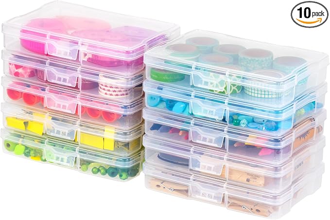 IRIS USA Photo Storage Cases |Made in USA| Fits 4"x6", (10-Pack) - Clear | Picture Box Containers for Tasks, Stickers, Ephemera, & Flashcards Organization by IRISUSA