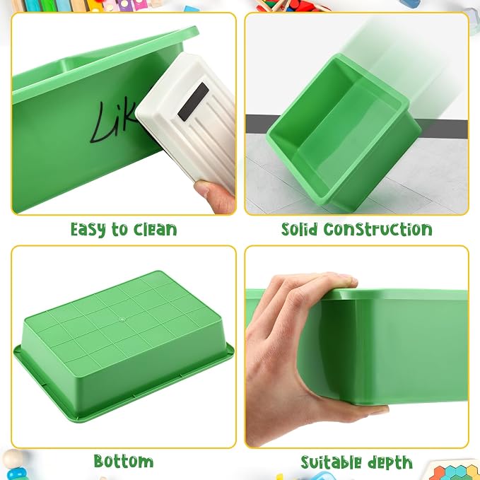 18 Pcs Flat Storage Organizer Bins Letter Size Paper Tray Classroom Storage Plastic Art Trays Classroom Pencil Organizer Baskets for School Office Teacher Book Organization(Green) - Image 2