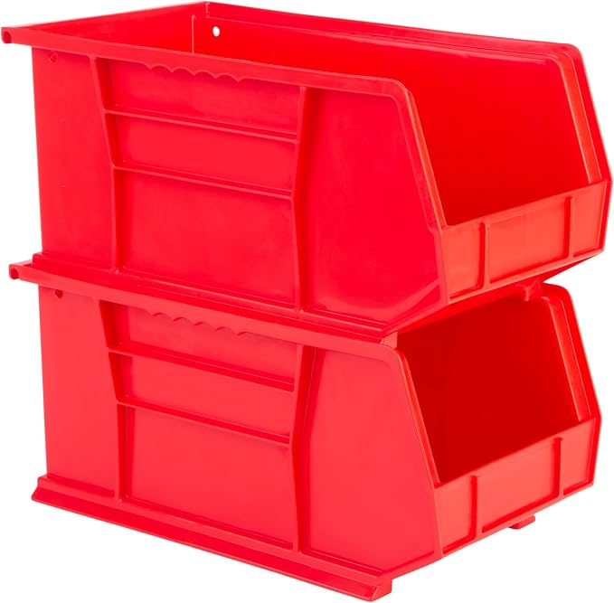 HE HUDSON EXCHANGE 15" x 8" x 7" Plastic Stackable Storage Bin, Red - Image 4