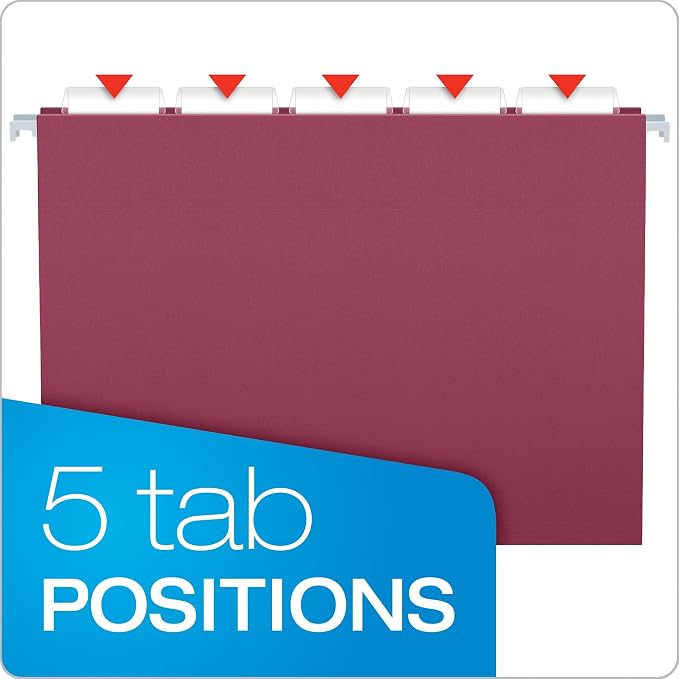 EarthWise by Pendaflex 100% Recycled Hanging Folders, Letter Size, 1/5 Cut, Assorted Colors, 20 per Box (35117) - Image 4