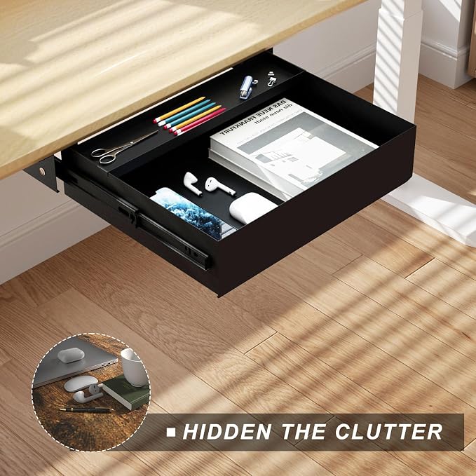 Under Desk Drawer (22.6''x10''x2.8'') with Sliding Pencil Tray, Office Desk Drawer Attachment, Extra Storage Organizer - Image 7