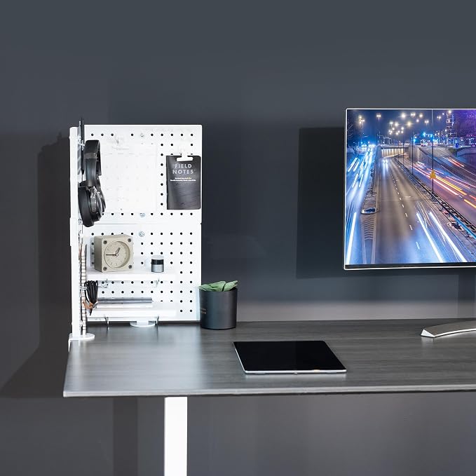 VIVO White Clamp-on 20 x 24 inch Desk Pegboard, PP-DK24W | Steel Privacy Panel, Magnetic Peg Board, Office Accessory Organizer, Above or Under Desk Placement - Image 4