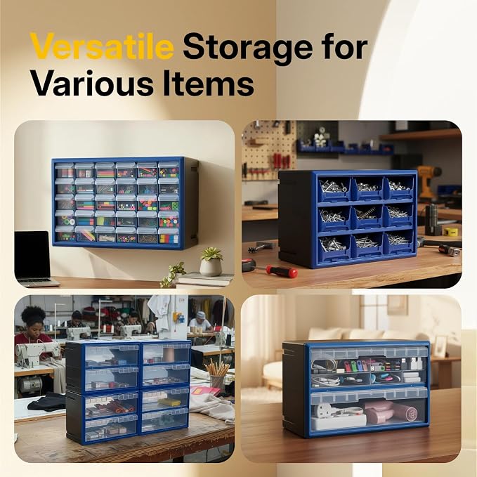 Northsky 4-Drawer Small Parts Cabinet, Stackable, Clear, 14.17 × 7.09 × 9.45 in 4 * Clear - Image 7