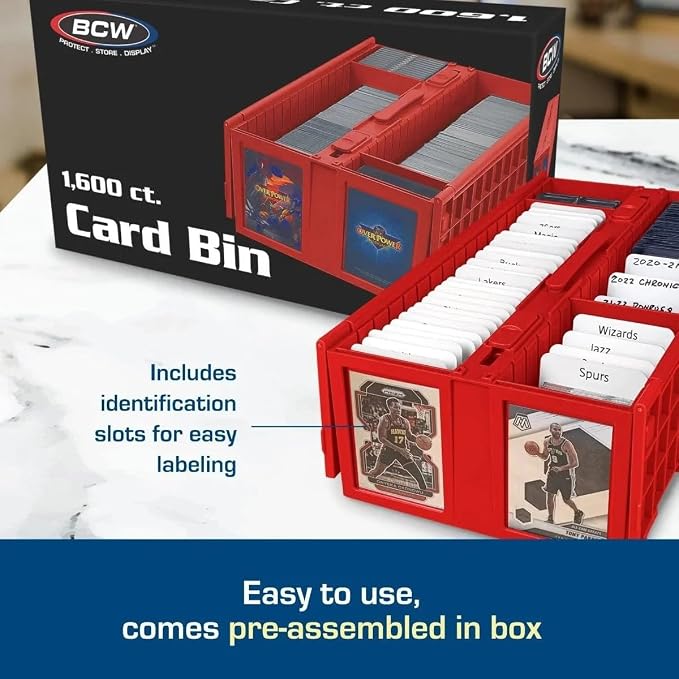 BCW Collectible Card Bin – (2-Pack, Red) | Holds up to 1600 Cards | Plastic Storage Box for Pokémon, MTG & Sports Cards - Image 5