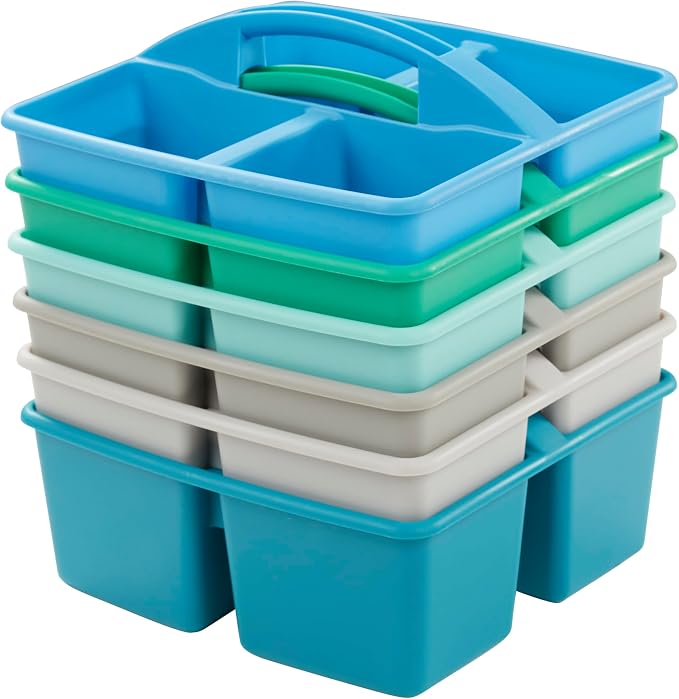 ECR4Kids 4-Compartment Medium Plastic Caddy, Multipurpose Organization, Contemporary, 6-Pack - Image 9