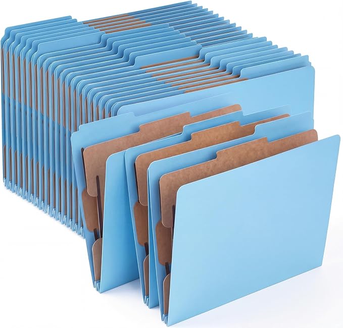 AmazingSpark 24 Pack Light Blue Classification Folders Letter Size, 1 Divider, 1/3-cut Tab, File Folders with Fasteners, Prongs, Expanding File Organizer Bulk for Office Employee, Coworker, Staff by Unknown