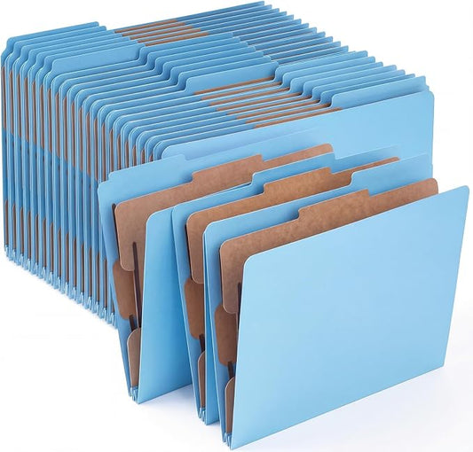 AmazingSpark 24 Pack Light Blue Classification Folders Letter Size, 1 Divider, 1/3-cut Tab, File Folders with Fasteners, Prongs, Expanding File Organizer Bulk for Office Employee, Coworker, Staff by Unknown