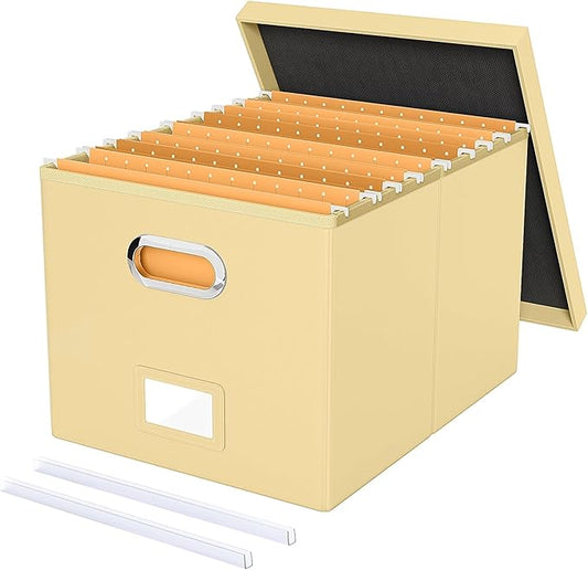 Storage File Box(New) (Cream-yellow(Leather), 1 pack), AM03118 by Oterri