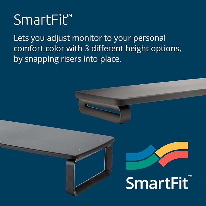 Kensington SmartFit Extra Wide Monitor Stand (K52797WW) Black | Adjustable height, ergonomic design, extra-wide platform raises monitor to eye level - Image 2