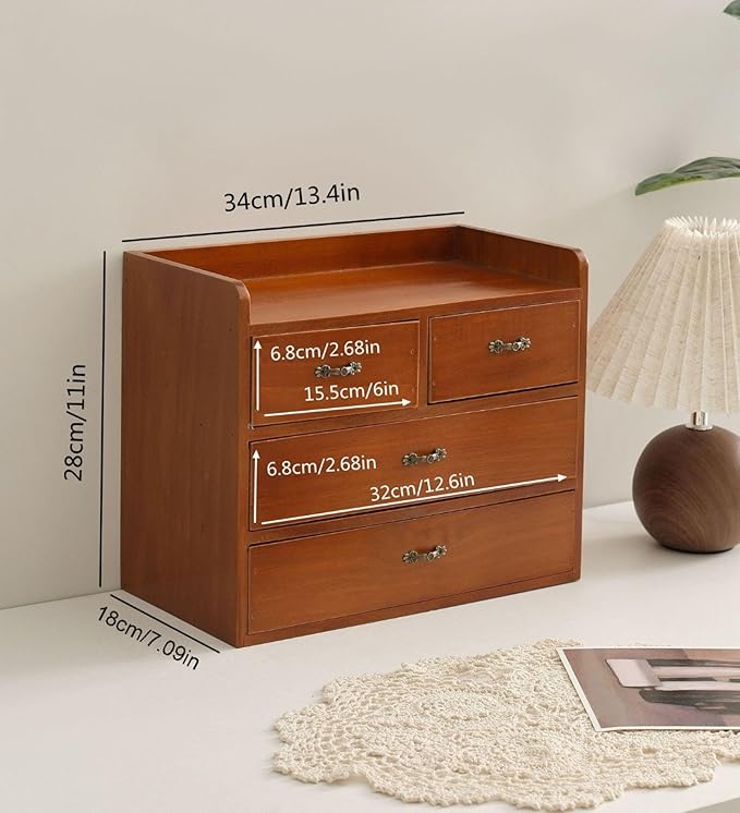 Xiaoyez Desk drawer organizer ，wooden desk organizer，desktop organizer with drawers，countertop drawers，4 drawer storage organizer，office organization，office organization and storage - Image 2