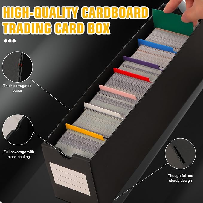 Trading Card Storage Box, Includes 18-600 CT Boxes & 60 Card Dividers, Trading Card Organizer for Collectible Card Games, for TCG, YGO, MTG, PTCG, Baseball Cards, with Labels & Tapes - Image 6