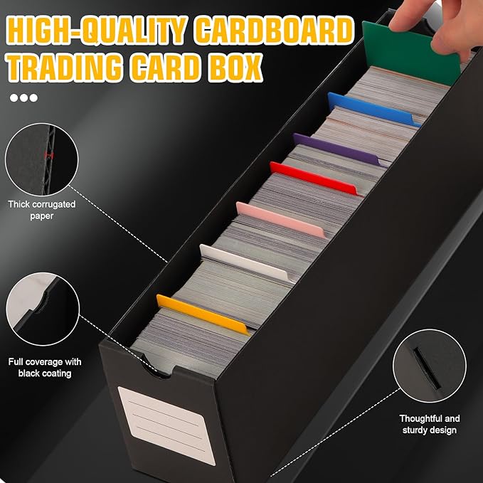 Trading Card Storage Box, Includes 9-600 CT Boxes & 48 Card Dividers, 9000+ Trading Card Organizer for Collectible Card Games, for TCG, YGO, MTG, PTCG, Baseball Cards, with Labels & Tapes - Image 6