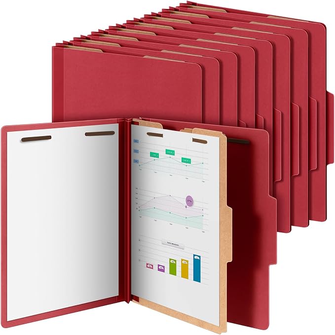 Skyygemm 24 Pcs Classification Folder Letter Size, 1 Divider,Red | Back to School Supplies, File Organizer with Fastener, Expanding File Organizer Bulk for Office Employee, Staff, Teacher by Skyygemm