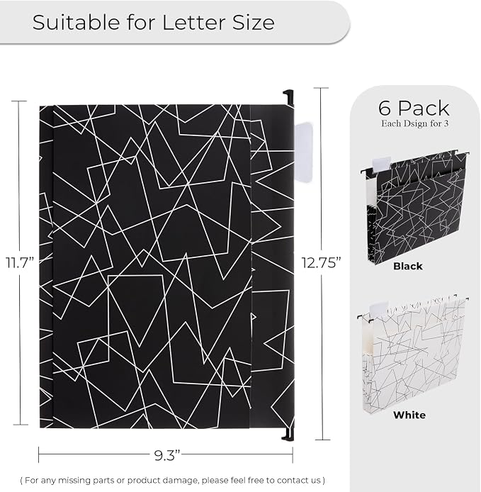 Y YOMA File Folder with Outside Pocket, 8.5 x 11-Inch, Black & White - Image 5