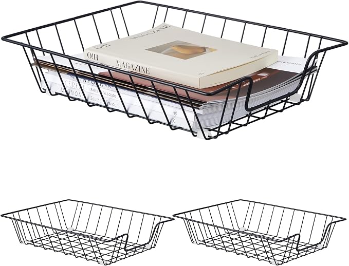 Yeaqee 3 Pcs Letter Tray Classroom Paper Trays,14'' X 10'' X 3'',Black by Yeaqee
