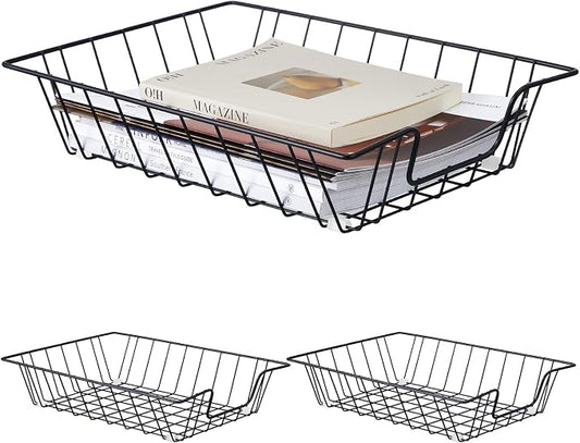 Yeaqee 3 Pcs Letter Tray Classroom Paper Trays,14'' X 10'' X 3'',Black by Yeaqee