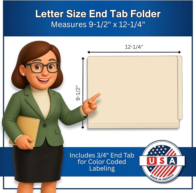 Manila Pocket File Folders, Doctor Stuff, Letter Size Reinforced End Tab Folder with 1/2 Pocket on Inside Left, 14 pt Manila Stock, Carton of 250 - Image 7