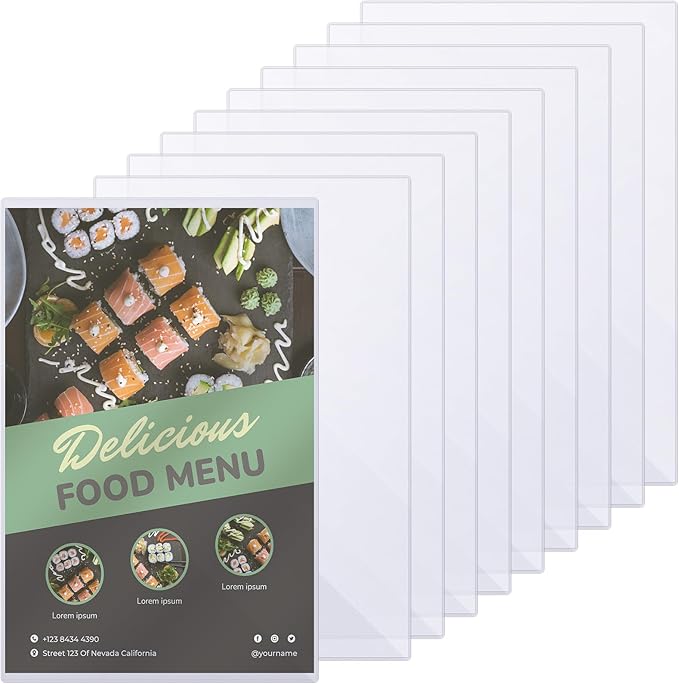 10 Pcs 11" x 17" Rigid Print Protectors, Heavy Duty Hard Plastic Sheet Page Protectors Crystal Menu Holder Clear Poster Sleeve Top Loading Frame for Magazine Photo Paper Poster Prints by Henoyso