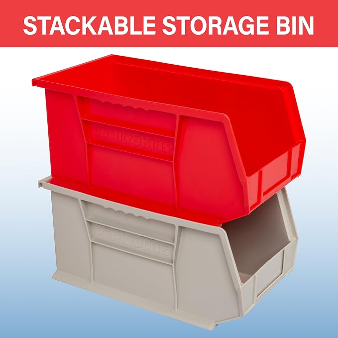 Akro-Mils 30240 AkroBins Plastic Storage Bins, 15"x8"x7", Black, 12-Pack | Space-Saving Stackable Bins for Garage, Pantry, Craft Organization - Image 4