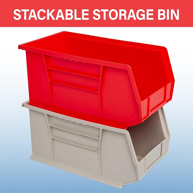 Akro-Mils 30240 AkroBins Plastic Storage Bins, 15"x8"x7", Stone, 12-Pack | Space-Saving Stackable Bins for Garage, Pantry, Craft Organization - Image 4