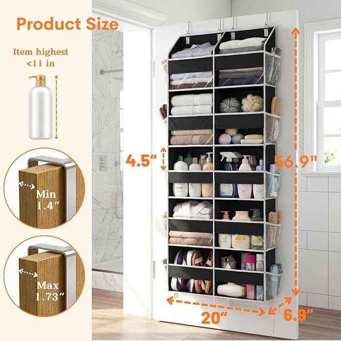 Over the Door Organizer 5 Tiers, Extra Large Behind Door Storage of 10 Compartments, 80 lbs Weight Capacity Hanging Storage Organizer with Clear Window Kids Toys, Shoes, Diapers, Room storage - Image 4