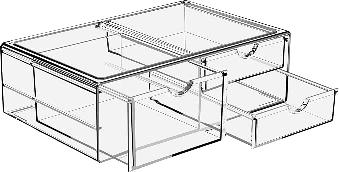 Sorbus Large Stackable Acrylic Drawers - 3 Clear Storage Drawers for Organizing Make up, Nail Polish, Hair Accessories, and Beauty Supplies - Makeup Organizer for Vanity, Bathroom Organizer Countertop by Sorbus
