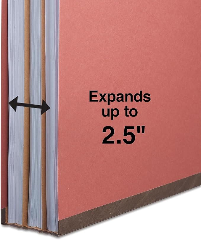 Staples Pressboard Classification Folders, Legal Size, 2‑Dividers, 2.5" Expansion, Brick Red, Heavy‑Duty Construction – 40/Carton - Image 4