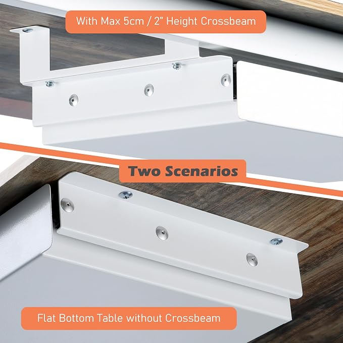 Under Desk Drawer 21" with 4 Divider Trays, Storage Drawer Organizer | White, Under Counter, Desk Accessory, Attachable for Workbench, Adjustable Brackets, for Desk Lip with Crossbar, Clamp Mount - Image 4