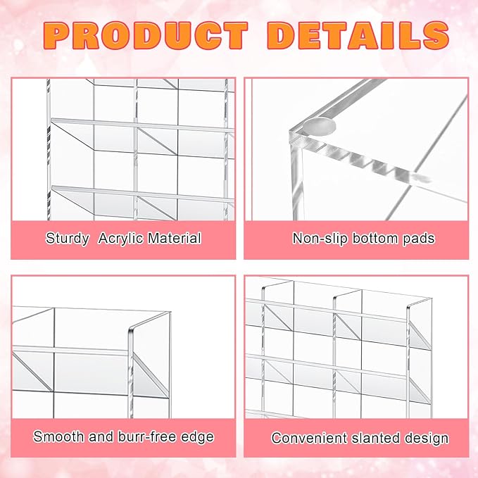 MotiMind Acrylic Pen Organizer Storage for 350 Markers Vertical Marker Organizer Acrylic Pen Display Holder for Office Desk Desktop Stationery Pencil Storage, Clear, 18 x 4 x 12.4 Inch - Image 3