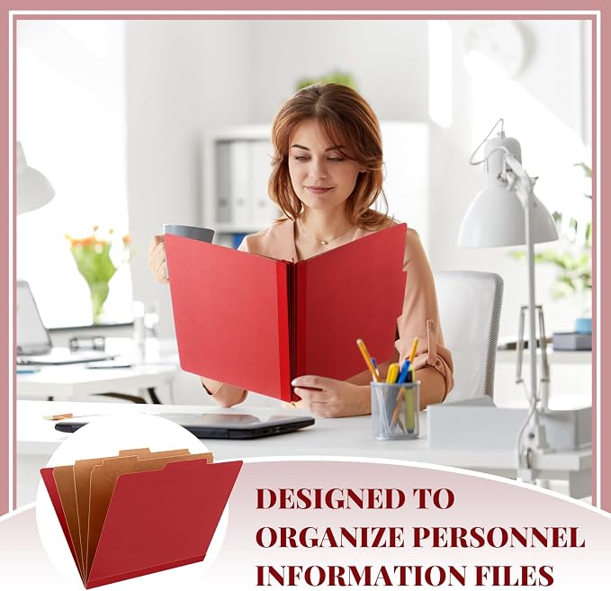 Skyygemm 72 Pcs Classification Folder Letter Size, 3 Divider File,Red | Back to School Supplies, Pressboard File with Fastener, Expanding Organizer Bulk for School Teacher, Office Employee, Staff - Image 4