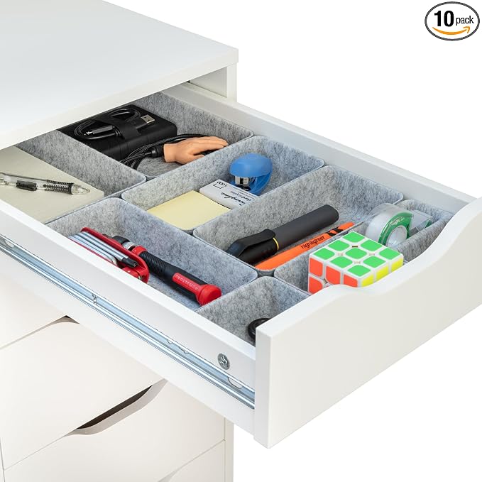 Rajas Goods Drawer Organizer Compatible with Ikea Alex Drawer Unit, 10-Piece Modular Felt Tray Organizer Set, Perfect Fit (Light) by Unknown