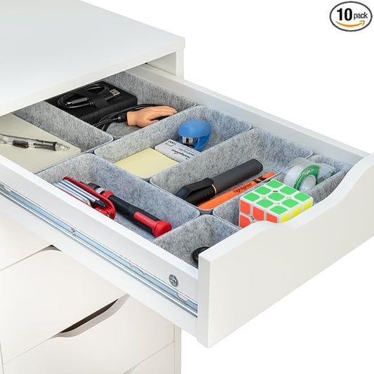 Rajas Goods Drawer Organizer Compatible with Ikea Alex Drawer Unit, 10-Piece Modular Felt Tray Organizer Set, Perfect Fit (Light) by Unknown